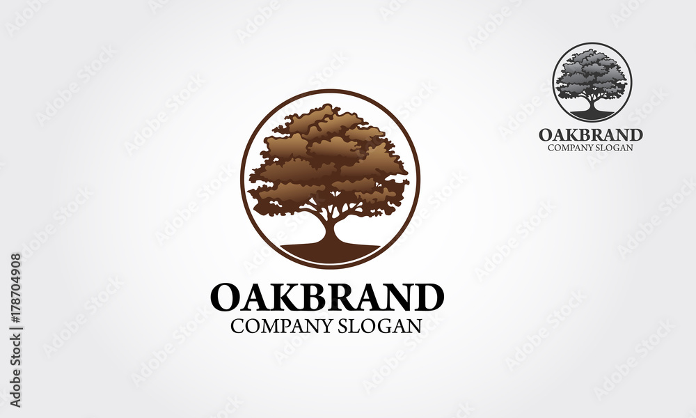 Fototapeta premium Oak Vector Logo Template. Oak Silhouette of a tree, Vector logo design. Clean and modern style on white background