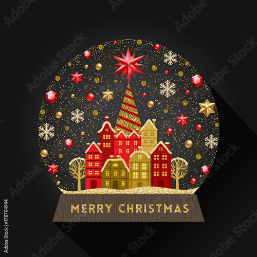Decorative illustration flat snow globe. Christmas vector illustration.