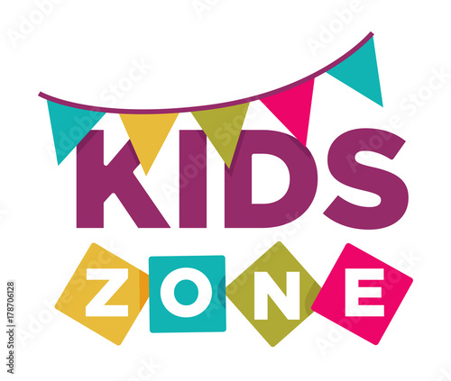 Kid zone playground or children education calssroom vector letters flags icon