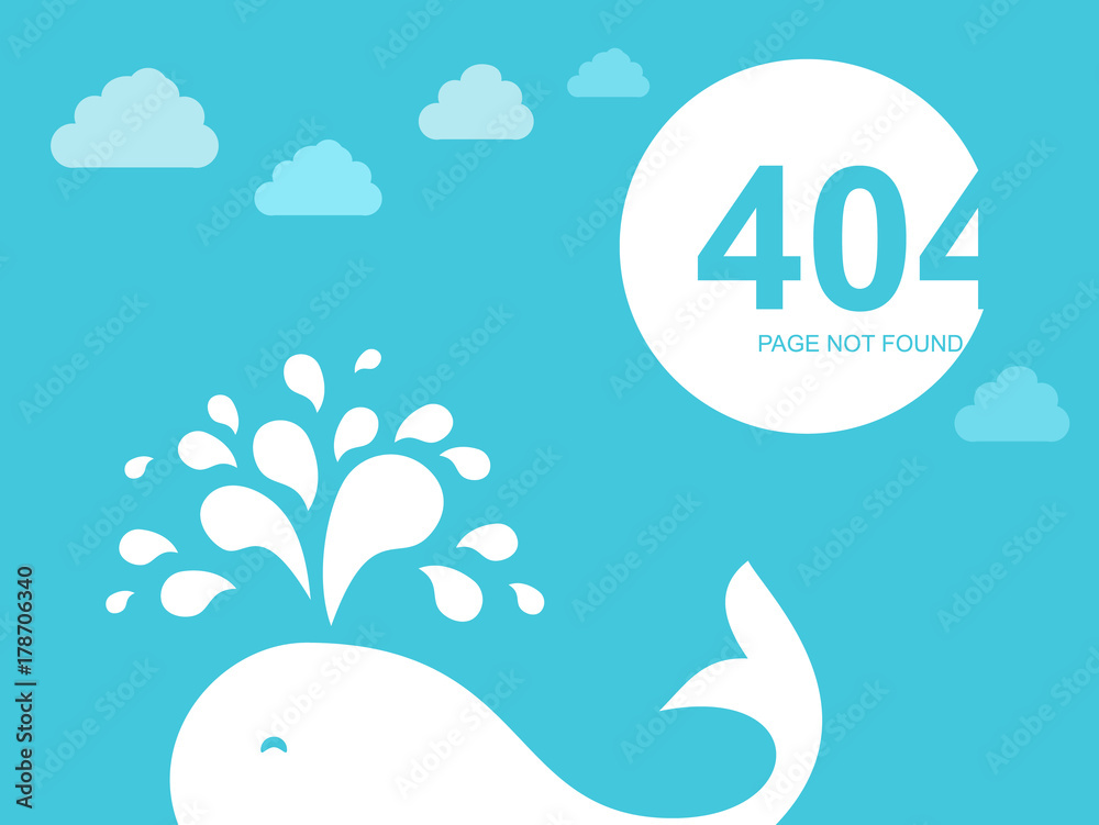 404 Error Page. Illustration for Website Error Page. Blue whale in the sea and clouds. Template reports that the page is not found. 404 Error Page. Illustration for Website Error Page. Blue whale in the sea and clouds. Template reports that the page is not found.