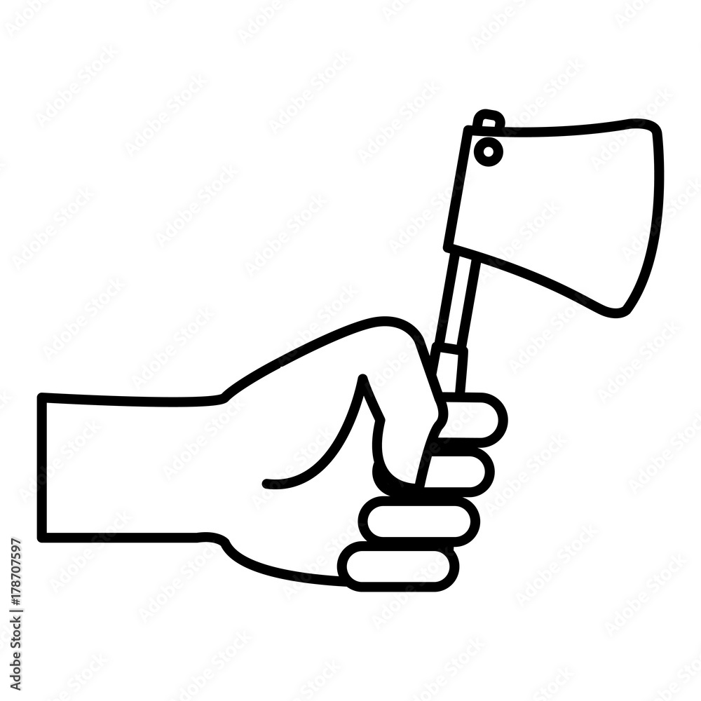 Hand holding axe icon vector illustration graphic design Hand holding axe icon vector illustration graphic design