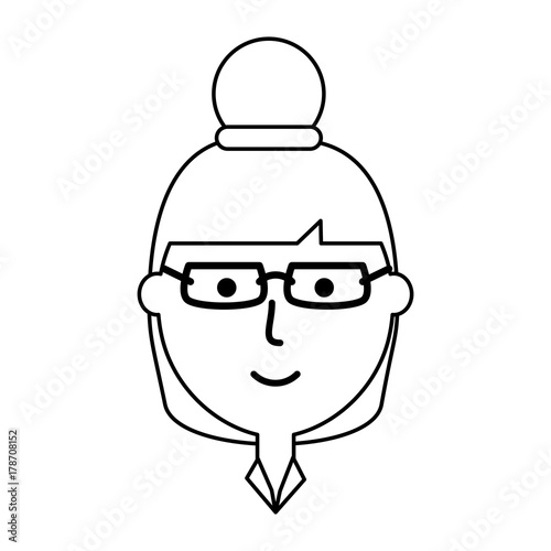 cartoon woman with glasses icon over white background vector illustration