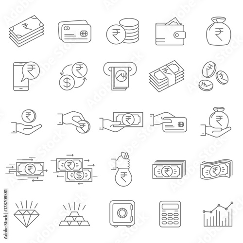 Indian rupee financial icons