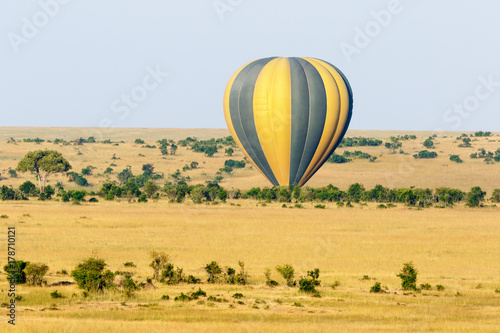 Air balloon that has landed on the savannah in Masai mara