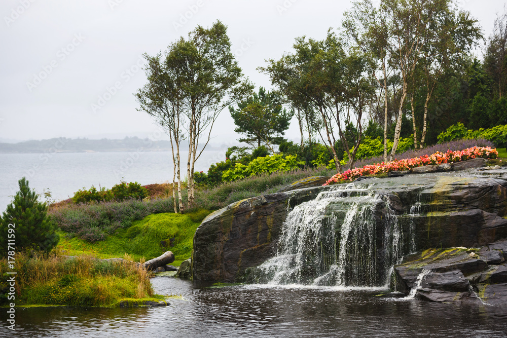 Fototapeta premium The waterfall in garden