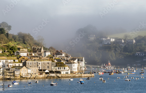 Fowey reappears through the morning fog