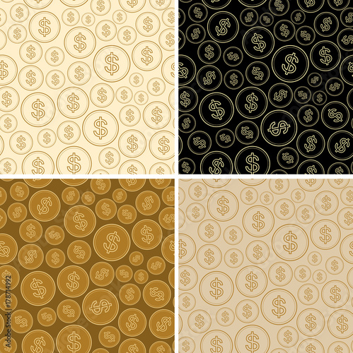 set of backgrounds with dollars - vector dollar seamless patterns