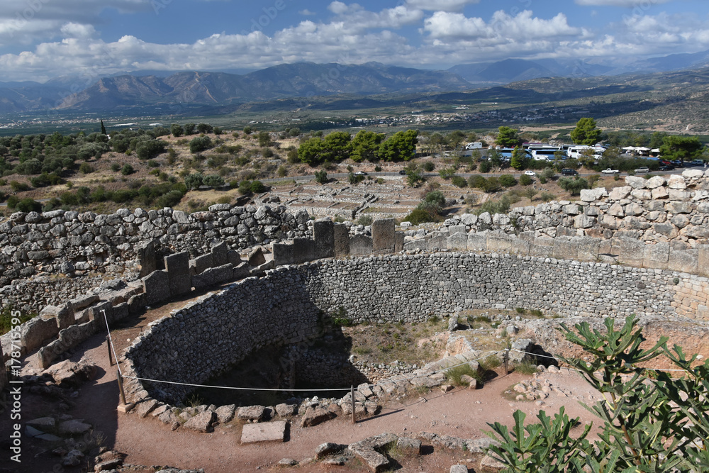 The royal graves, the archaeological site of Mycenae near the village of Mykines, Peloponnese, Greece
