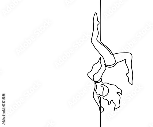 Continuous Line Art Drawing. Romantic striptease Dancer. Vector Illustration