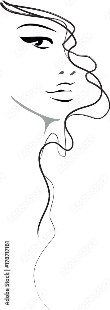 Woman hair and beauty icon. Vector illustration. Long eyelashes, black and white Woman hair and beauty icon. Vector illustration. Long eyelashes, black and white