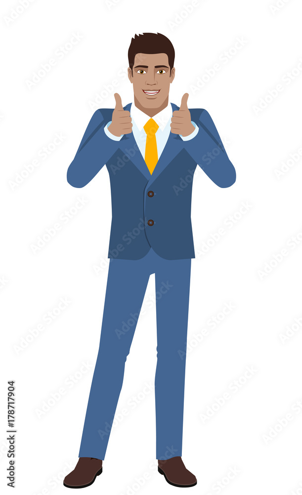 Businessman showing thumb up