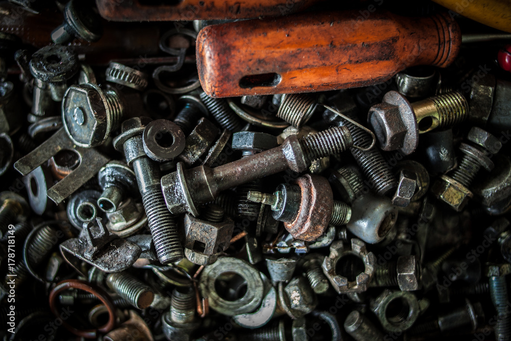 close up dirty oil tool in the Car factory, steel tool in the industrial close up dirty oil tool in the Car factory, steel tool in the industrial