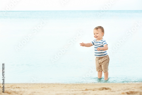 Cute little boy on beach