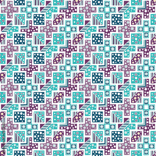 Seamless vector pattern. Geometrical background with hand drawn decorative tribal elements Print with ethnic, folk, traditional motifs. Graphic vector illustration.