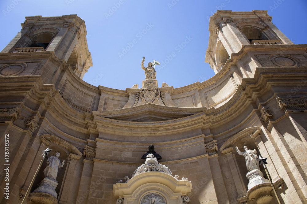 Bottom view of Saint Dominic's Church in Valletta city, Malta.