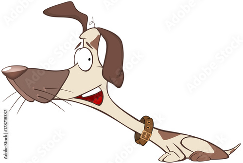 Illustration of a Cute Hunting Dog. Cartoon Character