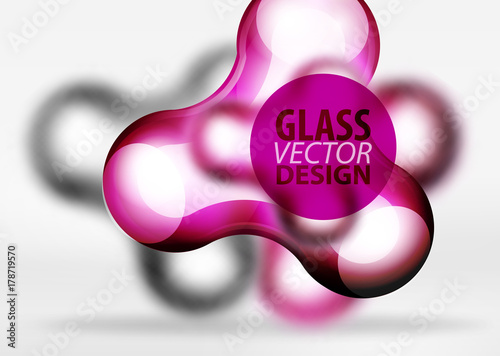 Vector digital 3d space bubble, glass and metallic effects