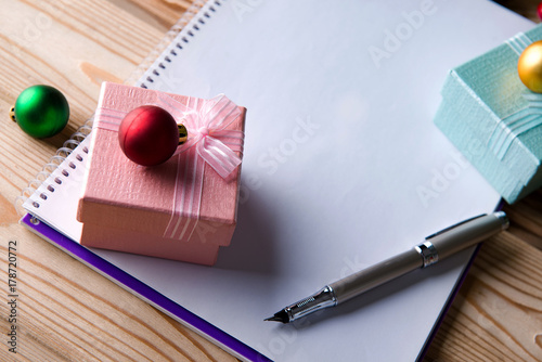 Blank message paper in christmas festive concept