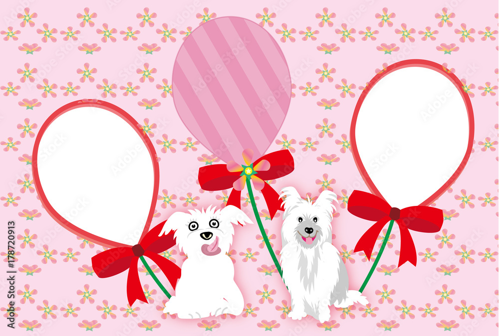 可愛い犬と風船のピンクの写真フレームの葉書テンプレート Stock Illustration Adobe Stock 可愛い犬と風船のピンクの写真フレームの葉書テンプレート Stock Illustration Adobe Stock