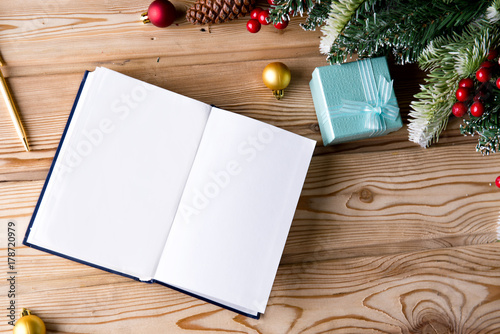 Blank message paper in christmas festive concept