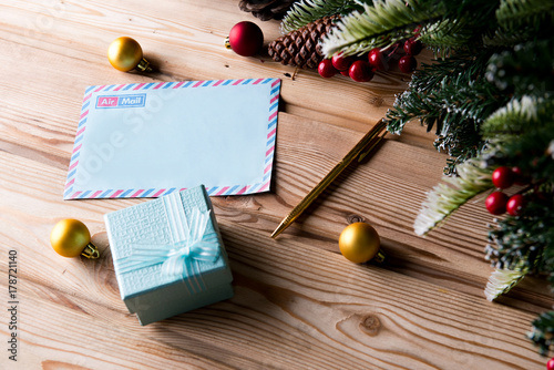 Blank message paper in christmas festive concept
