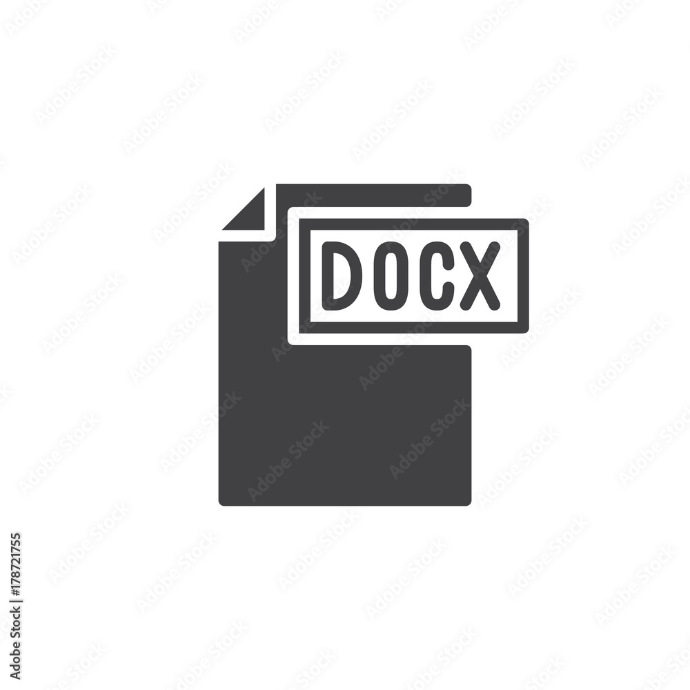 Docx format document icon vector, filled flat sign, solid pictogram isolated on white. File formats symbol, logo illustration. Docx format document icon vector, filled flat sign, solid pictogram isolated on white. File formats symbol, logo illustration.