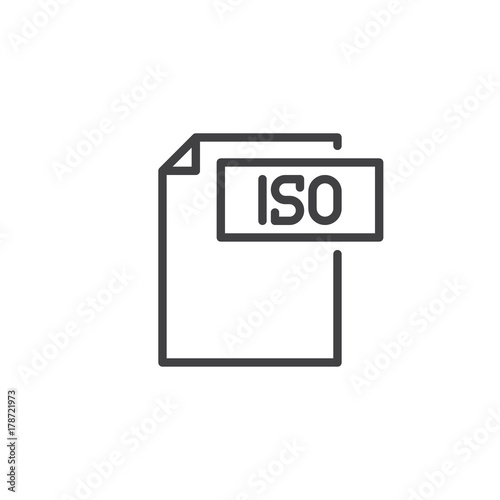 Iso format document line icon, outline vector sign, linear style pictogram isolated on white. File formats symbol, logo illustration. Editable stroke