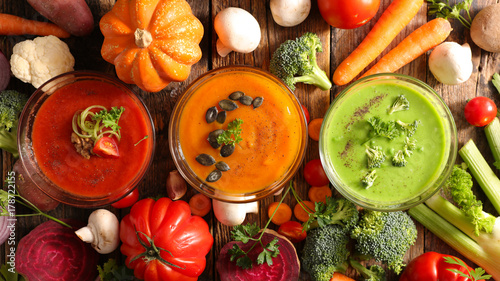 assorted bowl of soup