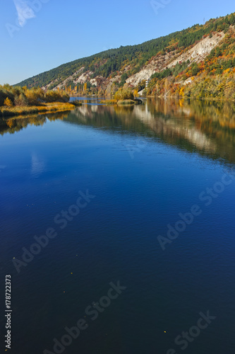 Autumn Landscape of Iskar River near Pancharevo lake, Sofia city Region, Bulgaria