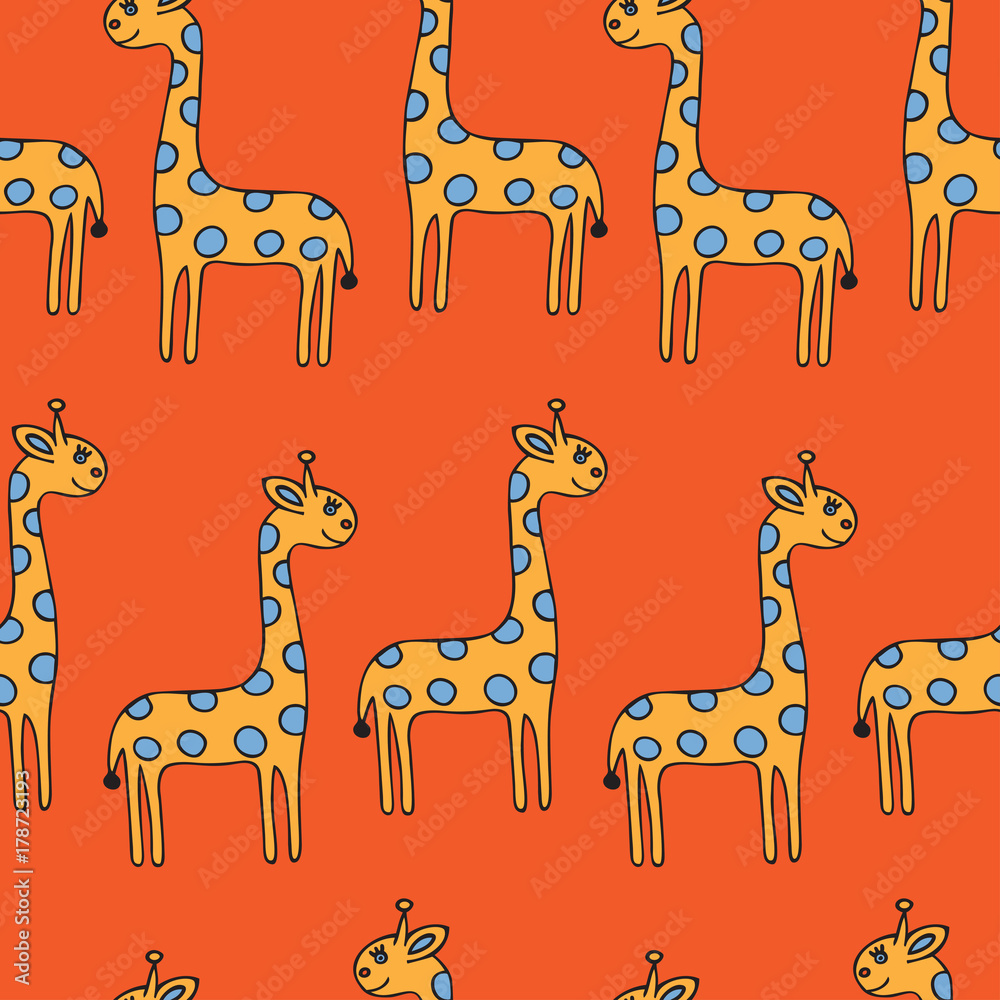 Naklejka premium Seamless pattern with giraffes