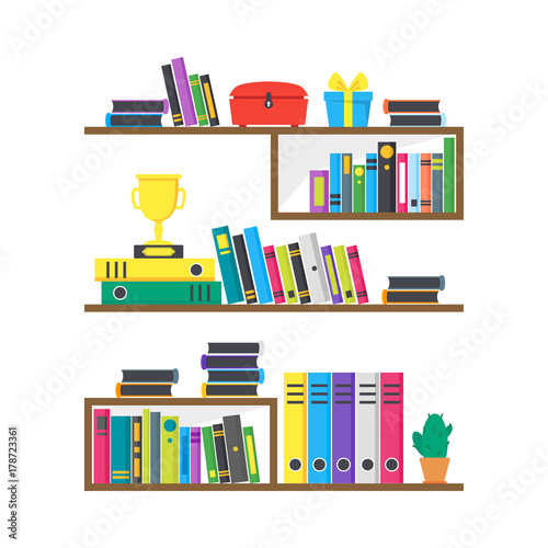 Cartoon Color Case Box with Books. Vector