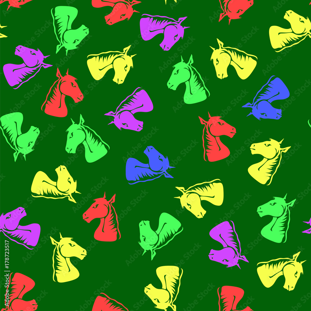 Obraz premium Colored Horse Head Seamless Pattern
