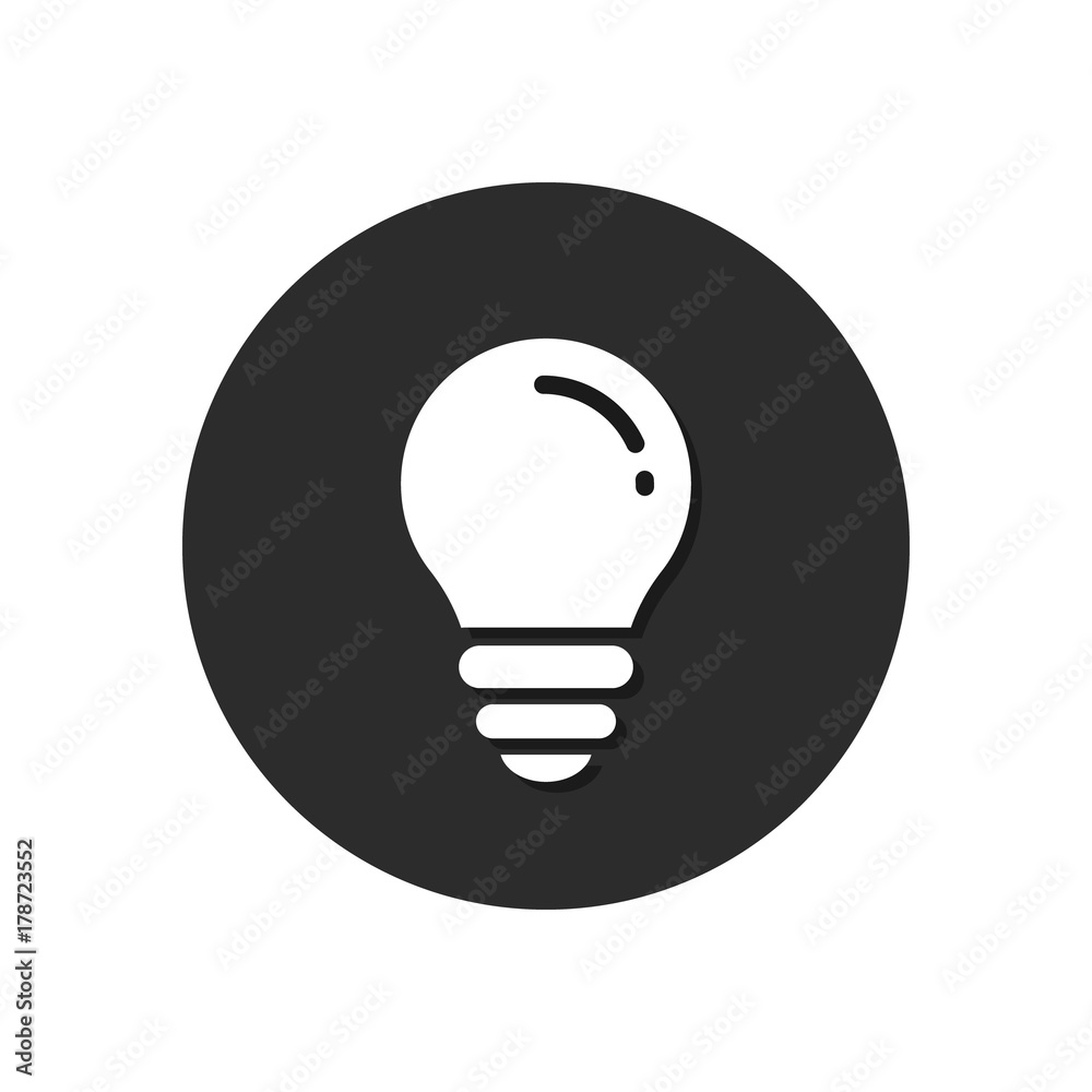 Light lamp sign icon. Idea symbol. Round button. Vector