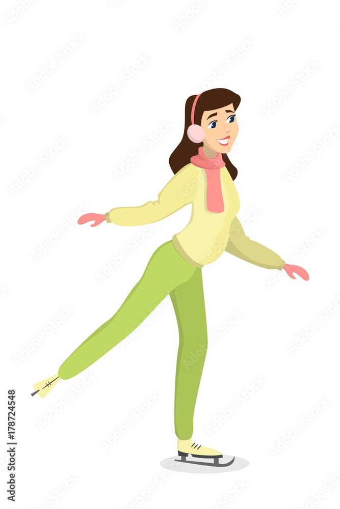 Ice skating woman. Ice skating woman.