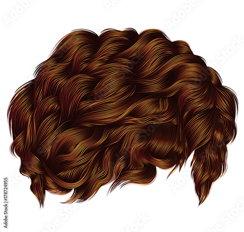 trendy curly hairs red ginger redhead . medium length . beauty style .realistic  3d .