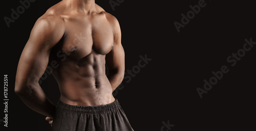 Close-up photo of afro american musculary young man