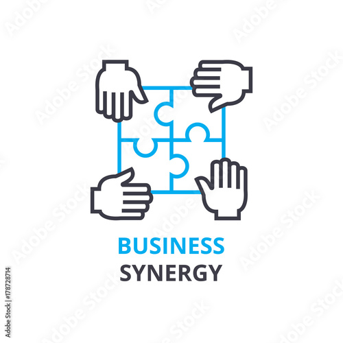 Business synergy concept , outline icon, linear sign, thin line pictogram, logo, flat illustration, vector