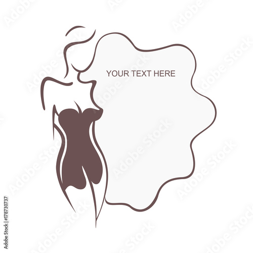 Sexy fitness figure of a girl in the evening dress. Intimate sexy lady, model in a pose. Lovely elastic ass bikini zone. Drawn graphics for design, background