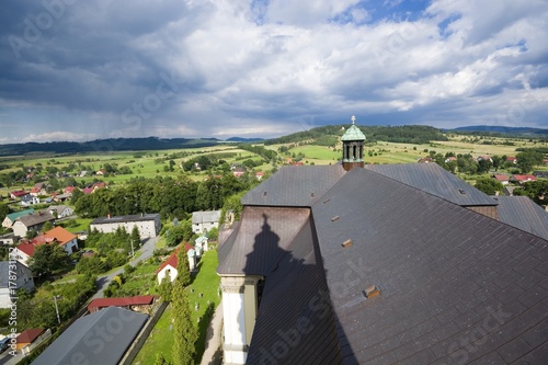 Top view of the roof and cu...