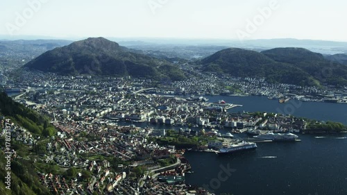 Aerial Shot of Norwegian City Bergen