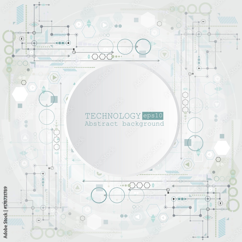 Obraz premium Abstract technology background with various technological elements. Vector illustration.