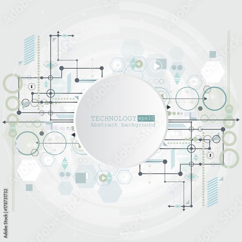 Abstract technology background with various technological elements. Vector illustration.