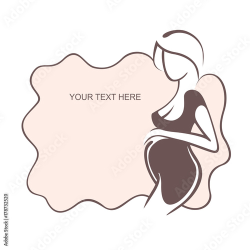 Sporty fit woman in the gym. Picture of a beautiful sexy girl with dumbbells in her hands. Vector illustration of a graphic outline silhouette