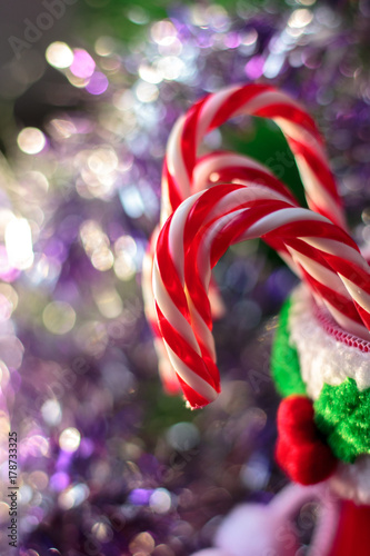 Beautiful christmas candy canes as christmas background.