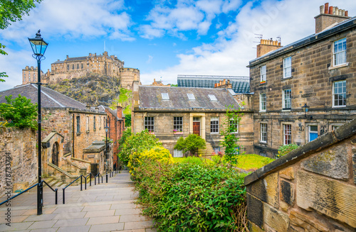 Scenic sight in Edinburgh with the Castle in the background. Scotland. photo