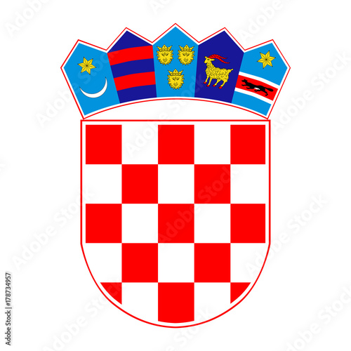 Croatian coat of arms, official colors and proportion correctly.