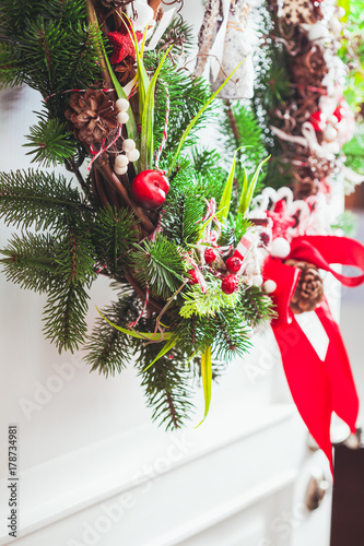 Red and white Christmas wreath