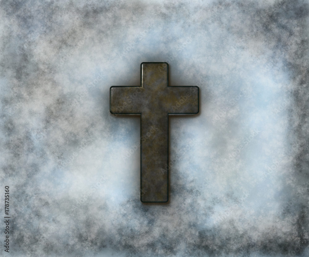 christian cross on grunge background - 3d illustration