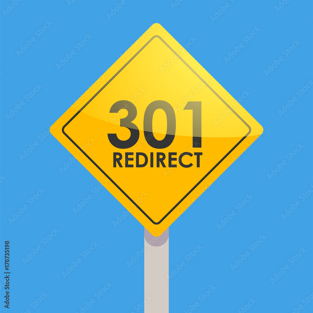Road sign yellow on a blue background. 302 redirect for redirecting site users Road sign yellow on a blue background. 302 redirect for redirecting site users