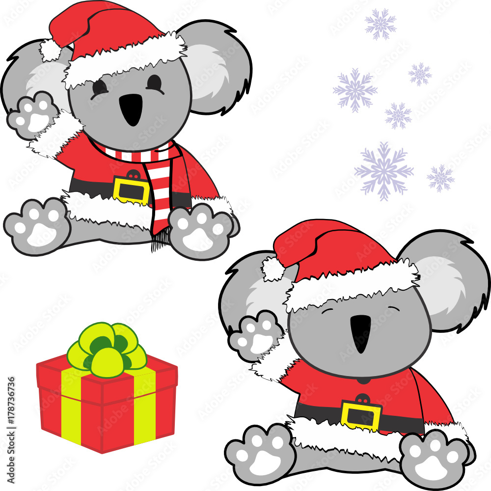 cute little baby koala cartoon santa claus costume set in vector format ...